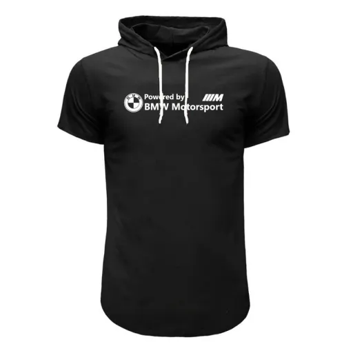 تی شرت کلاه دار آستین کوتاه مردانه مدل BEN کد 70909 سایز مشکی - XXL