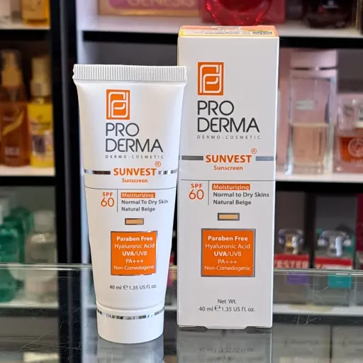 کرم ضدآفتاب رنگی بژ طبیعی پوست معمولی تا خشک SPF60 پرودرما