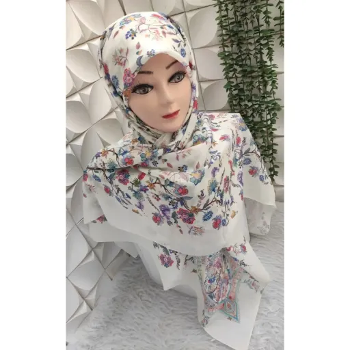 روسری نخی شکوفه های بهاری