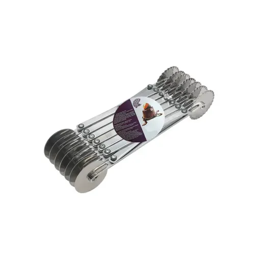 ابزار تزیین کیک به گز مدل غلطک برش خمیر طرح هفت چرخ رنگ استیل