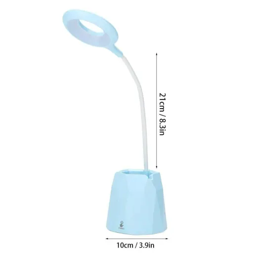 چراغ مطالعه  لمسی و شارژی  با نور محافظ چشم LED ،جای قلم و نگهدارنده گوشی رنگ آبی آسمانی سیر