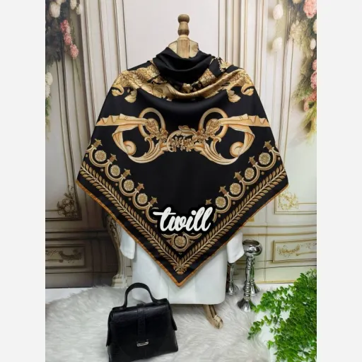 روسری ابریشم توییل گندم