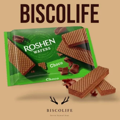 ویفر کرم شکلاتی روشن اوکراین Roshen مدل Cocoa وزن 72 گرم