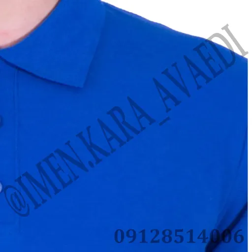 تی شرت آبی جودون یقه دار خنک و کشی سایز بندی دارد XL