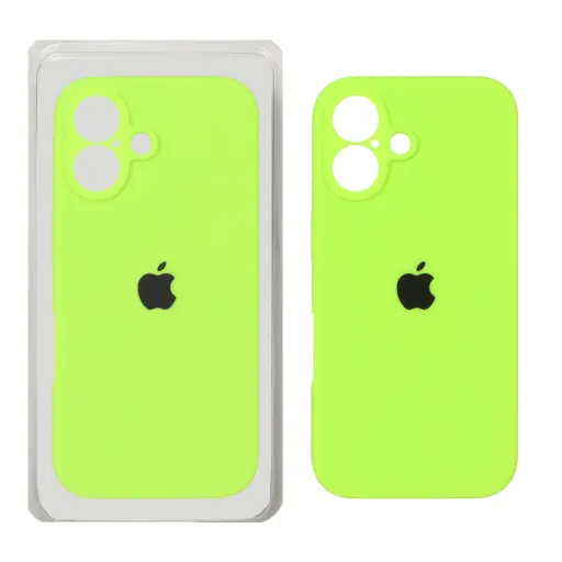 قاب سیلیکونی پاک کنی محافظ لنزدار اورجینال درجه یک Apple iPhone 16 (پک اصلی) رنگ فسفری