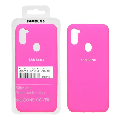 قاب سیلیکونی درجه یک پاک کنی محافظ لنزدار اورجینال سامسونگ Samsung Galaxy A11 / M11 (پک دار) رنگ صورتی فانتزی