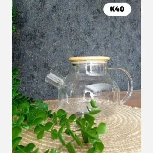 قوری پیرکس وارداتی درب چوبی بامبو 1000میل 
