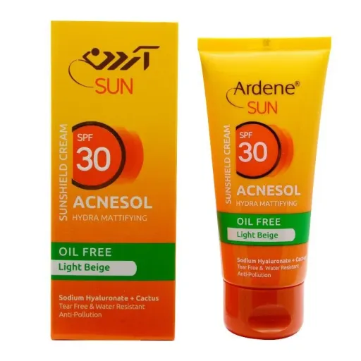 کرم ضد آفتاب رنگی فاقد چربی 30 SPF بژ روشن آردن مدل Acnesol وزن 50 میلی لیتر