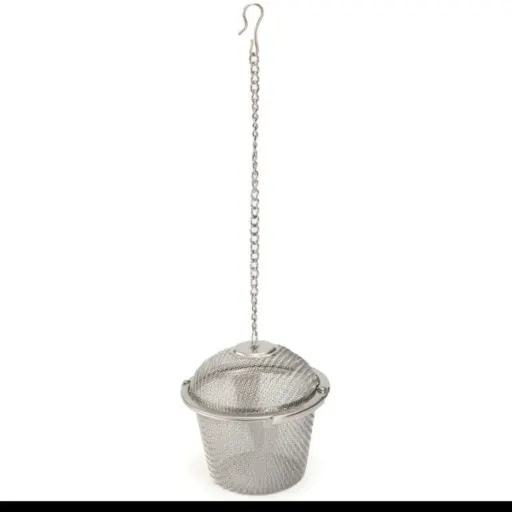 صافی دمنوش چای صاف کن زنجیری قفل شونده توپی(صافی چای استیل)تفاله گیر استوانه قفل شو سایز متوسط