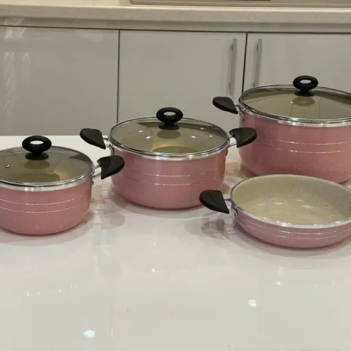 سرویس قابلمه و ماهیتابه گرانیتی هلنا 7 پارچه طرح چدن
