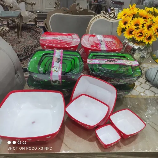 کاسه خالدار 5تیکه مربع (فقط رنگ سبز موجوده)