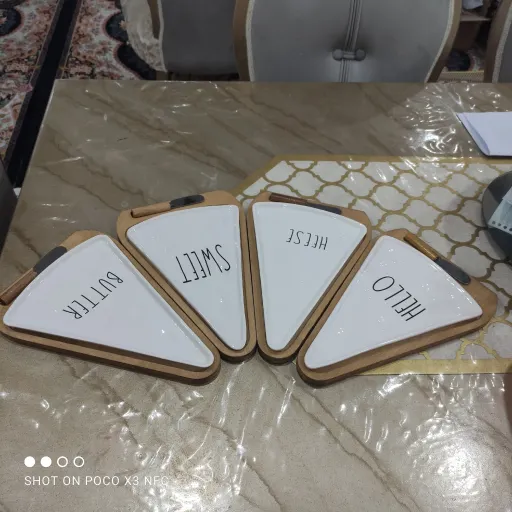 ظرف سرو سرامیکی مثلثی بازیرچوبی فوق العاده است 
