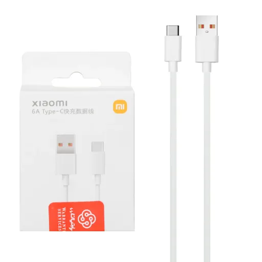 کابل شارژ اورجینال فست شیائومی مدل Xiaomi Type-C 120W (پک دار) رنگ سفید