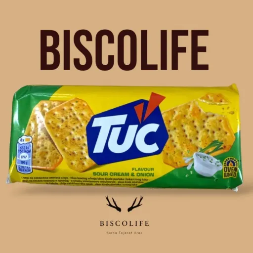 بیسکوییت ترد توک Tuc با طعم خامه ترش و پیاز 100 گرم