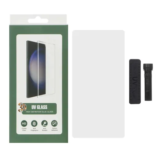گلس محافظ صفحه نمایش شیشه ای UV 3D Glass سامسونگ مدل Samsung Galaxy S22 Ultra (پک دار)