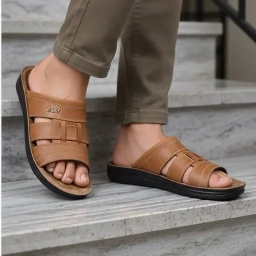 صندل مردانه طبی زیره تزریق واقعا نرم و کیفیت فوق العاده با دوام( ارسال رایگان) سایز و رنگ عسلی 40