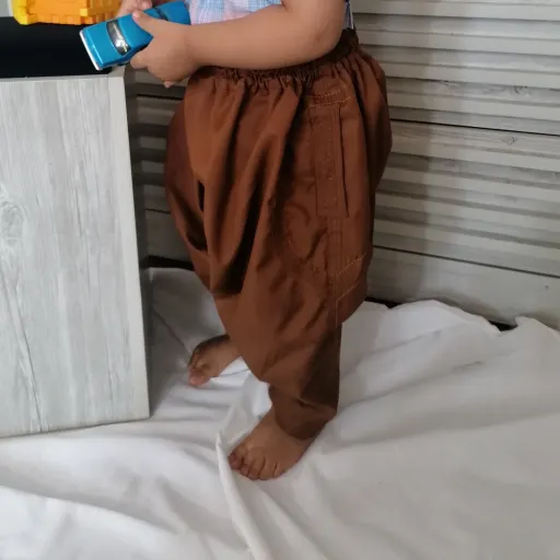 شلوار کردی بچگانه  رنگ کرم