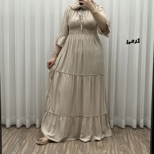 پیراهن ساحلی زنانه مدل پرنسسی کد 1749 گزینه ها شتری