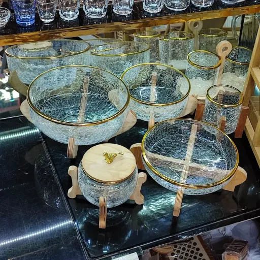 سرویس پذیرایی آبگز لب طلا  نوع ظرف شیرینی