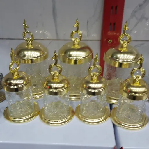 سرویس 7 پارچه پاسماوری طلایی شیشه تَرَک