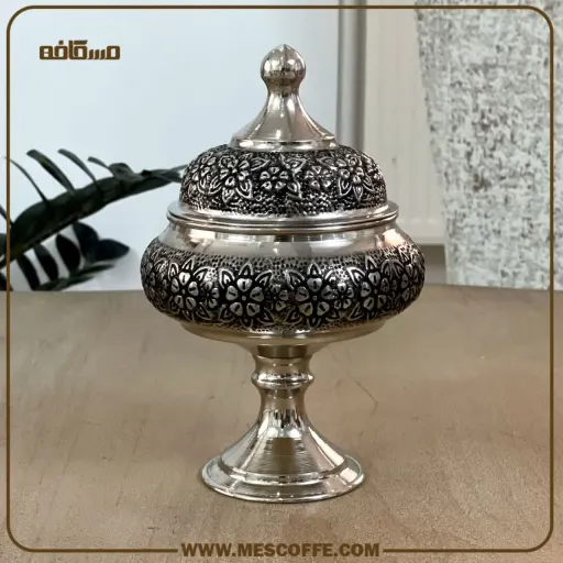 قندان مسی کروم پایه دار(کد1754)