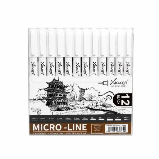 راپید شیائی مدل MICRO-LINE بسته 12 عددی. رنگ مشکی