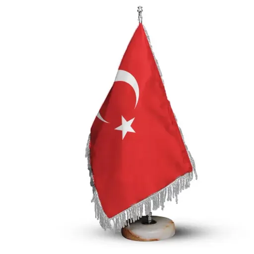 پرچم رومیزی کشور ترکیه ریشه زرد با پایه سنگی افرا توس