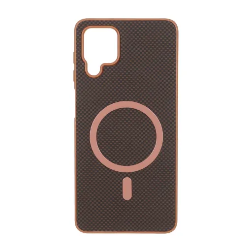 قاب مگ سیف سامسونگ طرح شطرنجی Magnet فلزی Samsung Galaxy A12 / M12 / F12 - قهوه ای