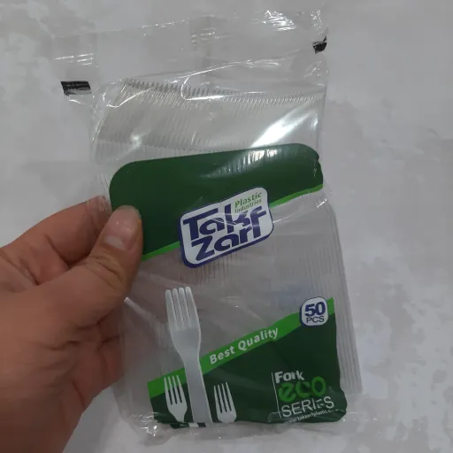 چنگال سفید ساده یکبار مصرف بسته 50 عددی(تولدی)