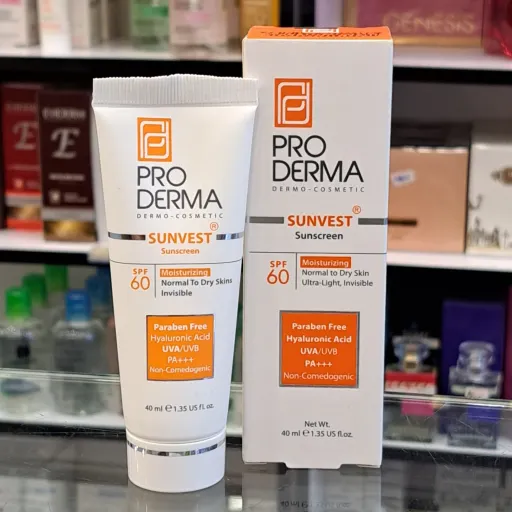 کرم ضدآفتاب بی رنگ پوست معمولی تا خشک SPF60 پرودرما