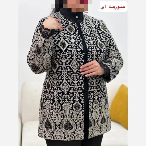 مانتو مجلسی تندیس سایز و رنگ رنگ شکلاتی سایز1