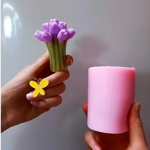 قالب سیلیکونی دسته گل لاله مناسب برای شمع