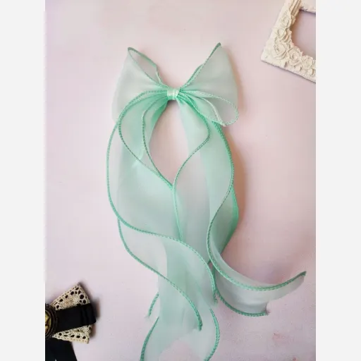 گیره گلسر پاپیونی حریر دنباله دار