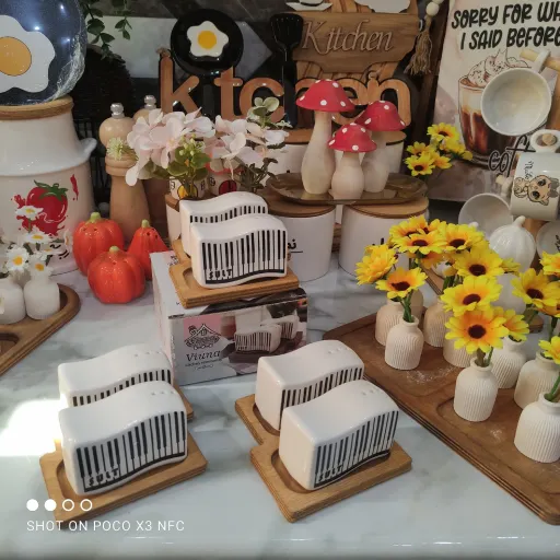 نمکپاش سرامیکی دوقلو با زیرچوبی عالییه