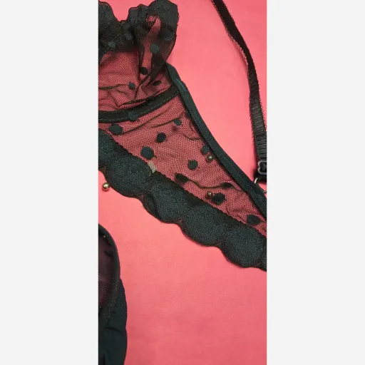 ست شورت وسوتین گاز توپی زیر فنردار گیپور سبز کله غازی رنگ و سایز 85