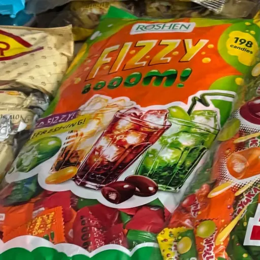 آبنبات گازدار فیزی بوم روشن اوکراین  ROSHEN FIZZY BOOM  بسته 198 عددی وزن 1 کیلوگرم