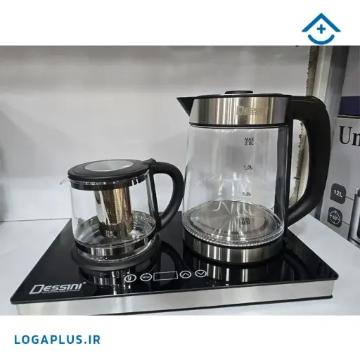 چای ساز حرفهای 2 لیتری دسینی مدل DS-2366 با کتری و قوری شیشهای پیرکس (پسکرایه)