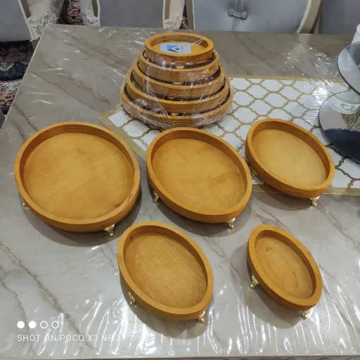 5تیکه چوبی پایه دار طرح زیبا بیضی زیبا و خاص 