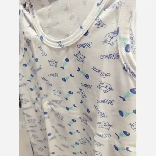 ست رکابی و شورت بچگانه طرح پیشی و ماهی جنس پنبه مناسب 2 تا 10 سال گزینه ها تک رنگ | سایز سایز 9