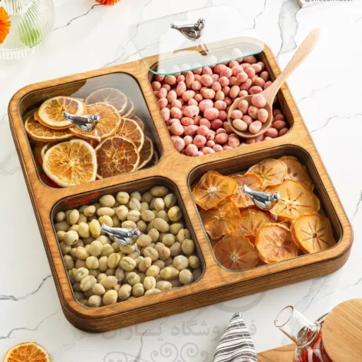 اردوخوری چوبی چهارخانه مدل مربع بزرگ چوب راش