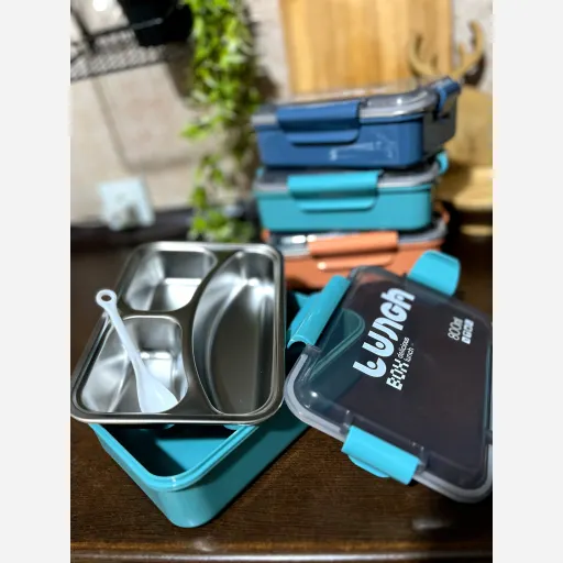 ظرف غذا لانچ باکس استیل ارسال رایگان به سراسر ایرانlunche box وارداتی بسیار با کیفیت  رنگ سرمه ای