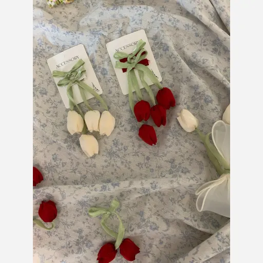 گلسر گیره انبری گل لاله وارداتی رنگ صورتی
