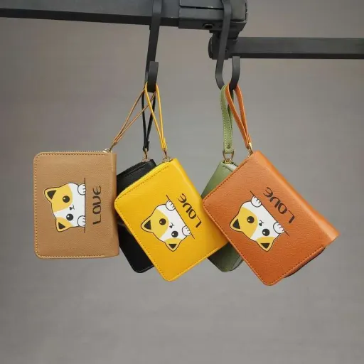 کیف پول کوچک گربه 3698 | رنگ قهوه ای