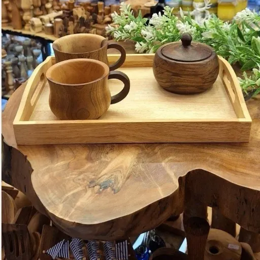 سینی لبه گرد دسته دار دو سایز سایز بزرگ: 34*25*3.5
