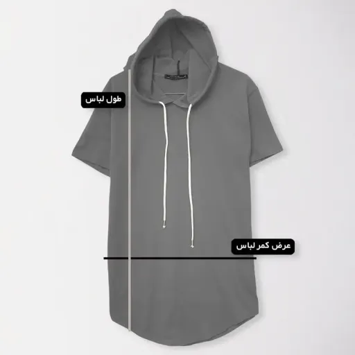 تیشرت کلاه دار مردانه سرمه ای ساده نخی آستین کوتاه یقه گرد سایز سرمه ای - XL