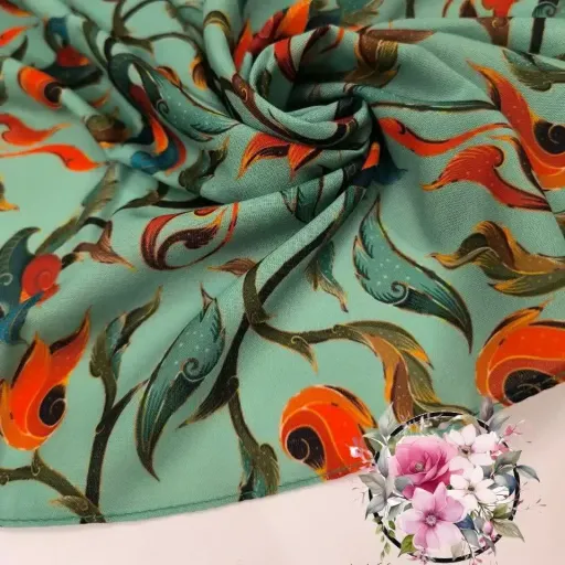روسری نخی طرح حنانه سایز 140 دوخت چرخدوز رنگ سفید
