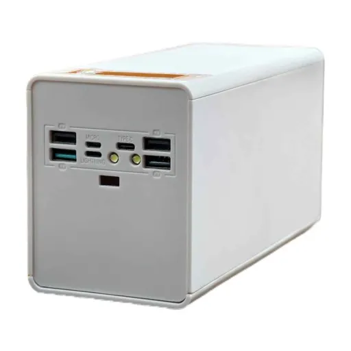 کیس و ماژول پاوربانک 18650 فنری 120 هزار 22.5 وات نمایشگر دار | رنگ سفید