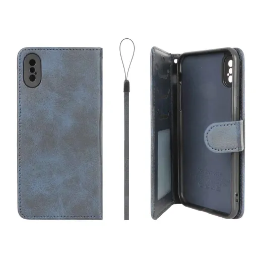 کیف موبایل مگنتی درجه یک داخل خز MNC Plus مدل Apple iPhone X / iPhone XS رنگ سرمه ای