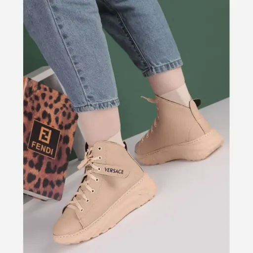 نیم بوت ورساچ زنانه چرم صنعتی کرم سایز 37 تا 40 گزینه ها 40