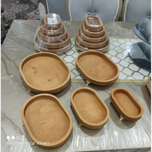 5تیکه چوبی پایه دار طرح عالییی بیضی 